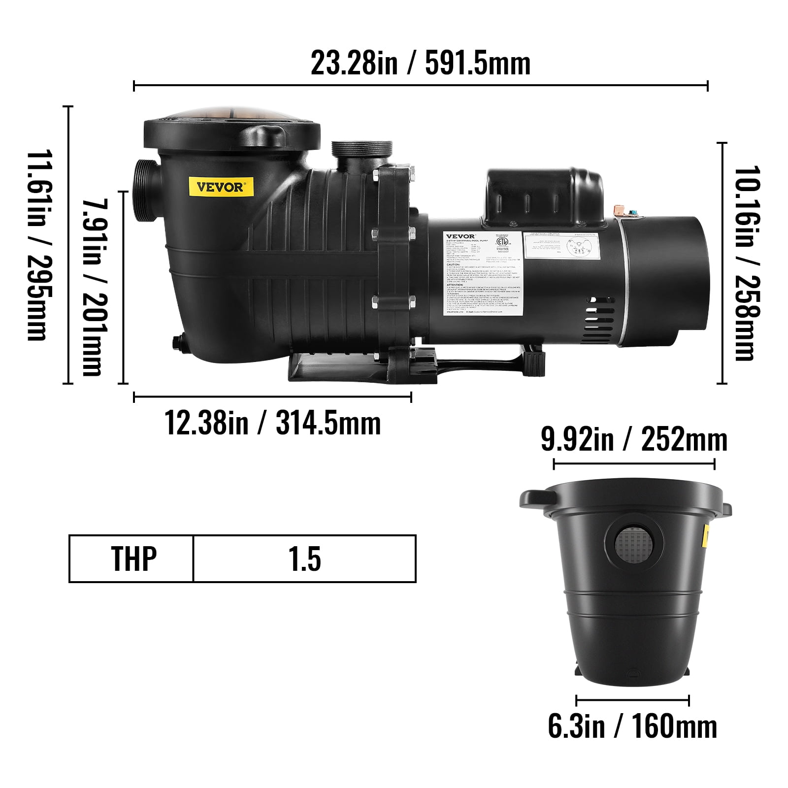 Buy Happybuy Swimming Pool Pump, 1.5 HP 230 V, 1100 W Double Speed Pump