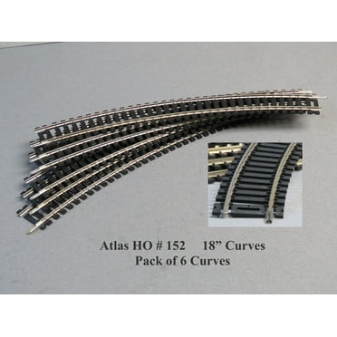 Atlas Code 100 18" Radius 1/12 Curved Track Section (6 Pieces = 1/2 Circle) HO Scale