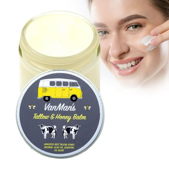Vanmans Tallow And Honey Balm Beef Tallow Beeswax And Honey Beef Tallow Face Moisturizer with Grass-Fed/Finished Beef Tallow for Skin, Organic Raw Honey and Beeswax