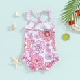 thumbnail image 3 of Bagilaanoe Toddler Baby Girl One-Piece Swimsuit Floral Print Sleeveless Swimwear 6M 12M 18M 24M 3T Kids Ruffle Bathing Suit, 3 of 6