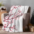 thumbnail image 2 of Spring Pink Floral Cherry Blossoms Throw Blanket Flannel Fleece Throws, Japanese Flowers Lightweight Super Soft Warm Blankets for Couch Sofa Bed All Season Use, 50x60 in, 2 of 9