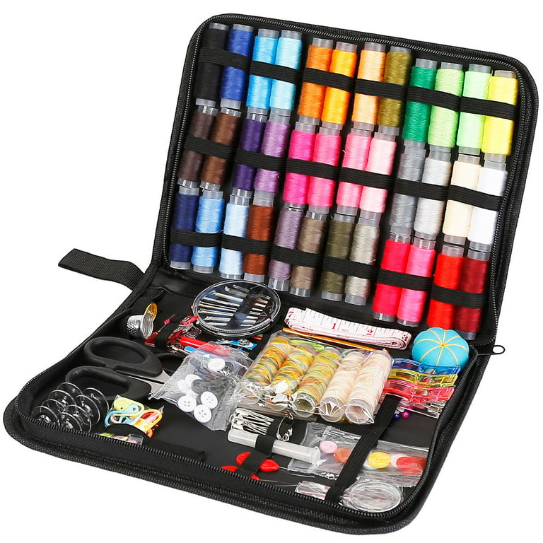 130 PCS Sewing Bag Travel Home Sewing Set Sewing Black Needle Tape Measure