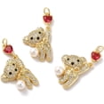 thumbnail image 2 of 1 pc Rack Plating Brass Micro Pave Cubic Zirconia Pendants with Pearl Cadmium Free & Lead Free Long-Lasting Plated Real 18K Gold Plated Bear Red 21x14.5x6mm Hole: 3.2mm, 2 of 4
