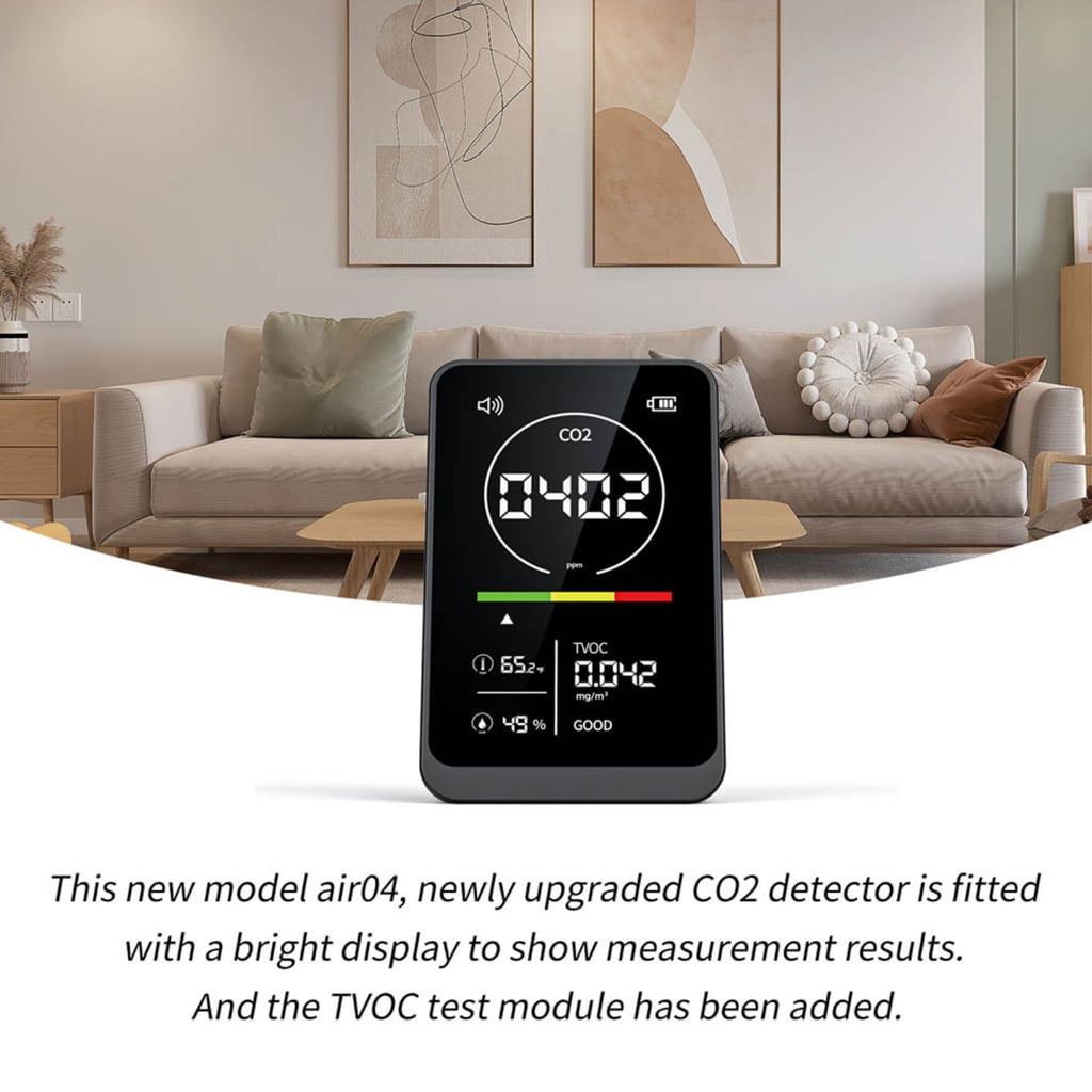 Air Quality Meter Carbon Dioxide Detector Temperature Humidity TVOC Detection