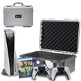 thumbnail image 1 of Luck&Link Hard Shell Travel Case Compatible with PlayStation 5 Console Controllers PS5 Carrying Case with Customized Foam for Both Standard and Digital Editions(Black and White), 1 of 5