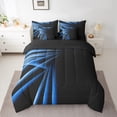 thumbnail image 2 of Erosebridal Futuristic Abstract Bedding Sets Twin Size, Gradient Geometric Comforter Sets with Sheets, Hippie Striped Decor, Reversible, 2 of 5