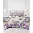 thumbnail image 2 of Twin XL Quilt Bedding Set, Purple Flowers Reversible Summer Quilt 3 Pieces, Butterfly Spring Floral Rustic Farmhouse Lightweight Bedspreads Coverlets with 2 Pillow Shams for All Seasons, 2 of 5