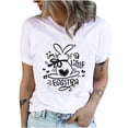 thumbnail image 1 of Camisetas de cuello redondo para mujer, camisetas con estampado de conejo de Pascua, camisetas de manga corta, blusas Fridja  bn1218, 1 of 9