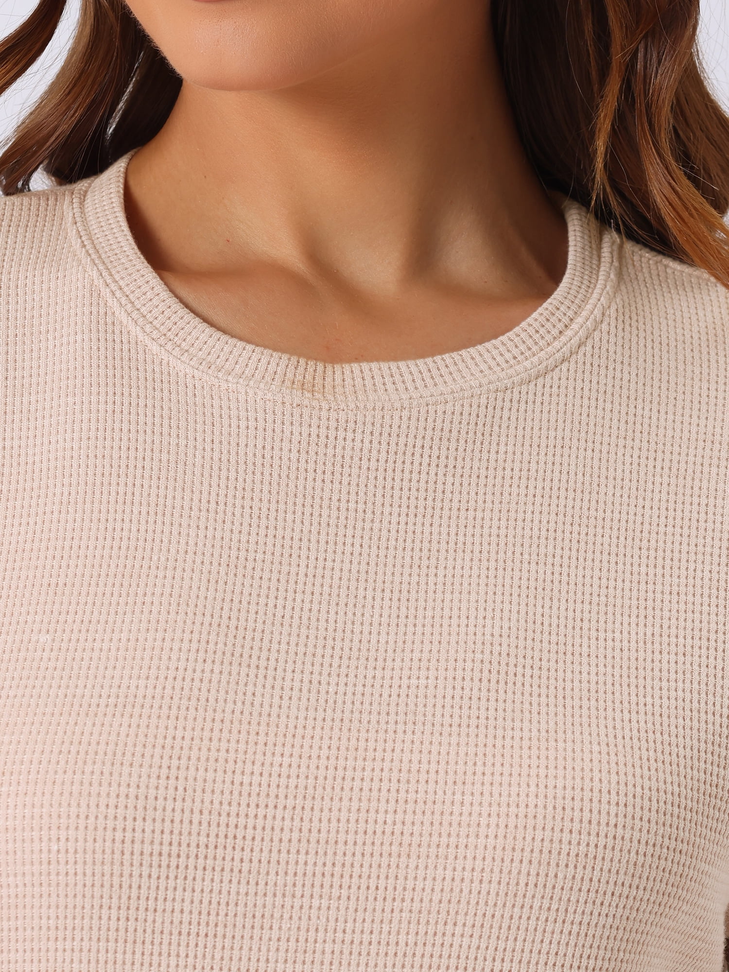 DARING DIVA Women's Waffle Knit Lounge Set Long Sleeve Sweatshirt 2XL Apricot