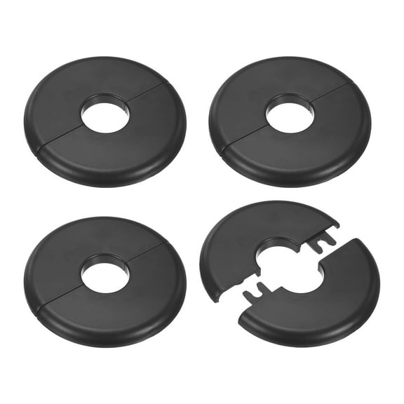 4-Pack Wall Split Flange, for 0.8 Inch/20mm OD Pipe ABS Escutcheon Plate Round Plumbing Cover Plates [Black]