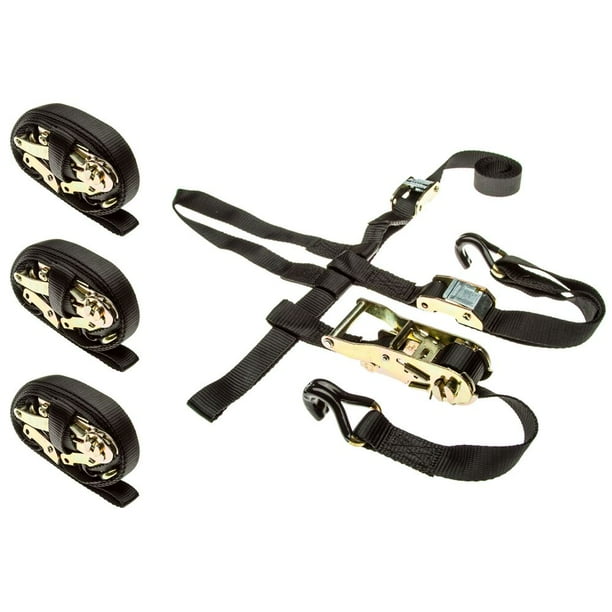 4Pack of ATV/UTV Wheel Anchor Ratcheting TieDown Straps