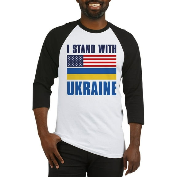 CafePress - I Stand With Ukraine Baseball Jersey - Cotton Baseball Jersey, 3/4 Raglan Sleeve Shirt