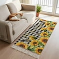 thumbnail image 2 of Area Rug with Tassels 2' x 5', Farm Bee Sunflower Watercolor Kitchen Runner Rug for Hallway Bedroom Throw Rugs, Vintage Black Buffalo Plaid Soft Door Mat for Bathroom Entrance Living Room, 2 of 9