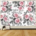 thumbnail image 6 of Red Rose Tapestry Flower Plant Tapestry Botanical Nature Tapestry Red and Black for Bedroom Living Room Wall Decor (8,W150xH130cm), 6 of 6