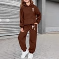 thumbnail image 2 of Kids Sweatsuit 2 Piece Long Sleeve Bow Hoodies Pullover and Jogger Sweatpants Winter Clothes Clothes for Girls 6-7 Years, 2 of 6
