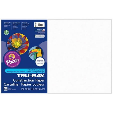 UPC: 0194629087471 | Tru-Ray 12 x 18 Construction Paper White 50 Sheets/Pack 5 Packs/Bundle (PAC103058-5)