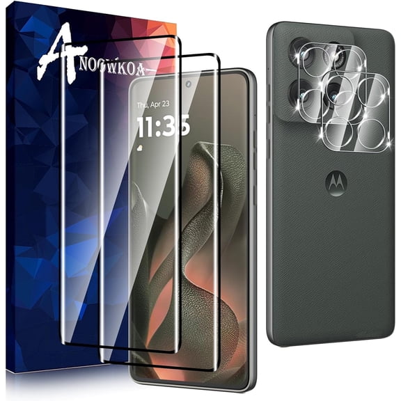 2 2 Pack Designed for Motorola Edge 2025 3D Screen Protector, Camera Lens Tempered Glass Protector,9H Hardness,Anti-Fingerprint,No Air-Bubbles,Easy Installation