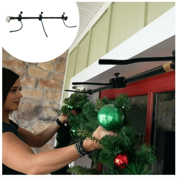 Garland Hanger for Front Door, Front Double Door Garland Hange | Halloween Christmas Festive Layout Telescopic Suspension Holder for Wreaths, Lights, & Garland (71"-81",L)