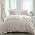 thumbnail image 2 of Beige Morocco Pattern Bedding 3 Piece Duvet Cover Set Twin Size, Modern Moroccan Geometric Abstract Art Soft Microfiber Comforter Cover with Zipper Closure & Pillowcases, FadeResistant Quilt Cover, 2 of 9