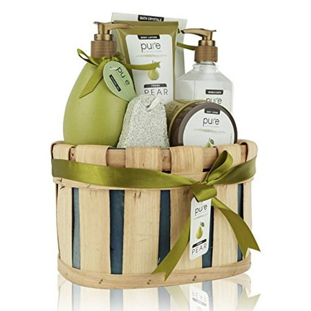 Gift Baskets Canada Spa - Pure! Rachelle Parker Luxury Pear Spa Gift Basket - Deluxe Edition - Super Size Wrapped & Ready to Gift!