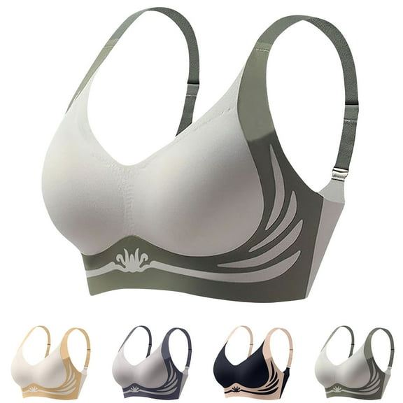 YHAJDS Women Plus Size Bra,Wireless Bra for Women Seamless Bra Womens Color Sponge Soft Support Comfortable Breathable Fixed Cup