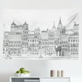 thumbnail image 1 of City Tapestry, Hand Drawn Continuous Pattern with Italian Style Apartment Houses, Fabric Wall Hanging Decor for Bedroom Living Room Dorm, 2 Sizes, Charcoal Grey and White, by Ambesonne, 1 of 1