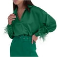 thumbnail image 2 of Turilly Women Fashion Long Sleeve V-Neck Solid Color Shirt Tops Blouse Shirt, 2 of 9