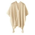 thumbnail image 7 of Fgnfyis Elegant Winter Shawl Wraps For Women Knitted Cardigan Poncho Cape Open Front Soft Tassel Sweater Beige One Size, 7 of 7