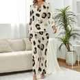 thumbnail image 2 of Top-kevin Pajama Sets for Womens Cute Leopard Spots Loose Button Down Long Sleeve Shirts And Pants Set, 2 of 12