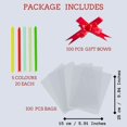 thumbnail image 2 of Paquete de bolsas de celofán de 100 (6 x 10 pulgadas), bolsas de galletas con lazos coloridos, bolsas de regalo transparentes para almacenamiento de alimentos, 2 of 5