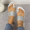 thumbnail image 5 of Leesechin Women's Flat Sandals, Fashion Sparkly Slides, Open Toe Rhinestone Slippers, Glitter Bling Casual Sandals with Cushioned Footbed for Summer, Daily Wear, and Party, 5 of 7