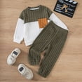 thumbnail image 2 of TOWED22 Toddler Baby Boy Clothes Color Block Fall Winter Outfit Long Sleeve Round Neck Sweatshirt and Pants Infant Set,AG,12-18 M, 2 of 9
