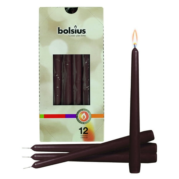 Bolsius Maroon 10" Taper Unscented 7.5 Hours Long Burning Candles for Wedding, Dinner, Spa, Home