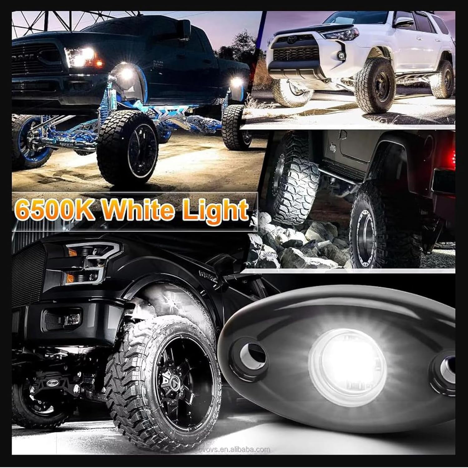 20 Pods White Rock Lights, Aluminium Metal LED Under Glow Lights with 6500K Pure White, Rubber Mounting Pads, IP67 Waterproof Rock Lights for Trucks Trailer Cars SUV ATV UTV Boats