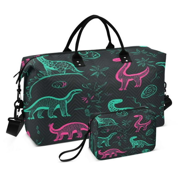 Travel Duffel Luggage Bag Sports Duffle Bag Gym Bag with Zipper Cute Green Dinosaurs