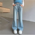 thumbnail image 6 of Miaoju Girls Flare Jeans Elastic Waistband Bell Bottom Denim Pants with Pockets, Casual Jeans for Girls, 6 of 7