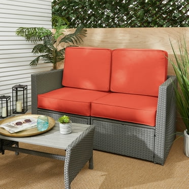 Sunbrella Coral Corded Indoor/ Outdoor Deep Seating Loveseat Cushion Set - 23.5 in x 23 in