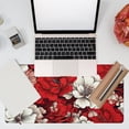 thumbnail image 7 of Desk Pad, Red and White Flowers Desk Mat, Retro Red Floral Large Gaming Mouse Pad, 31.5"x11.8" Extended Big Computer Keyboard Mouse Pad with Non-Slip Base and Stitched Edge, 7 of 7