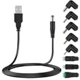 thumbnail image 1 of Universal 5V USB Power Cord, USB to Dc Power Cable with 8 Types Connectors for Android Phones, Tablet, Power Bank, Toy,1 x USB to DC Power Cable Cord 8 x Plugs Connectors Adapters,Black, 1 of 10
