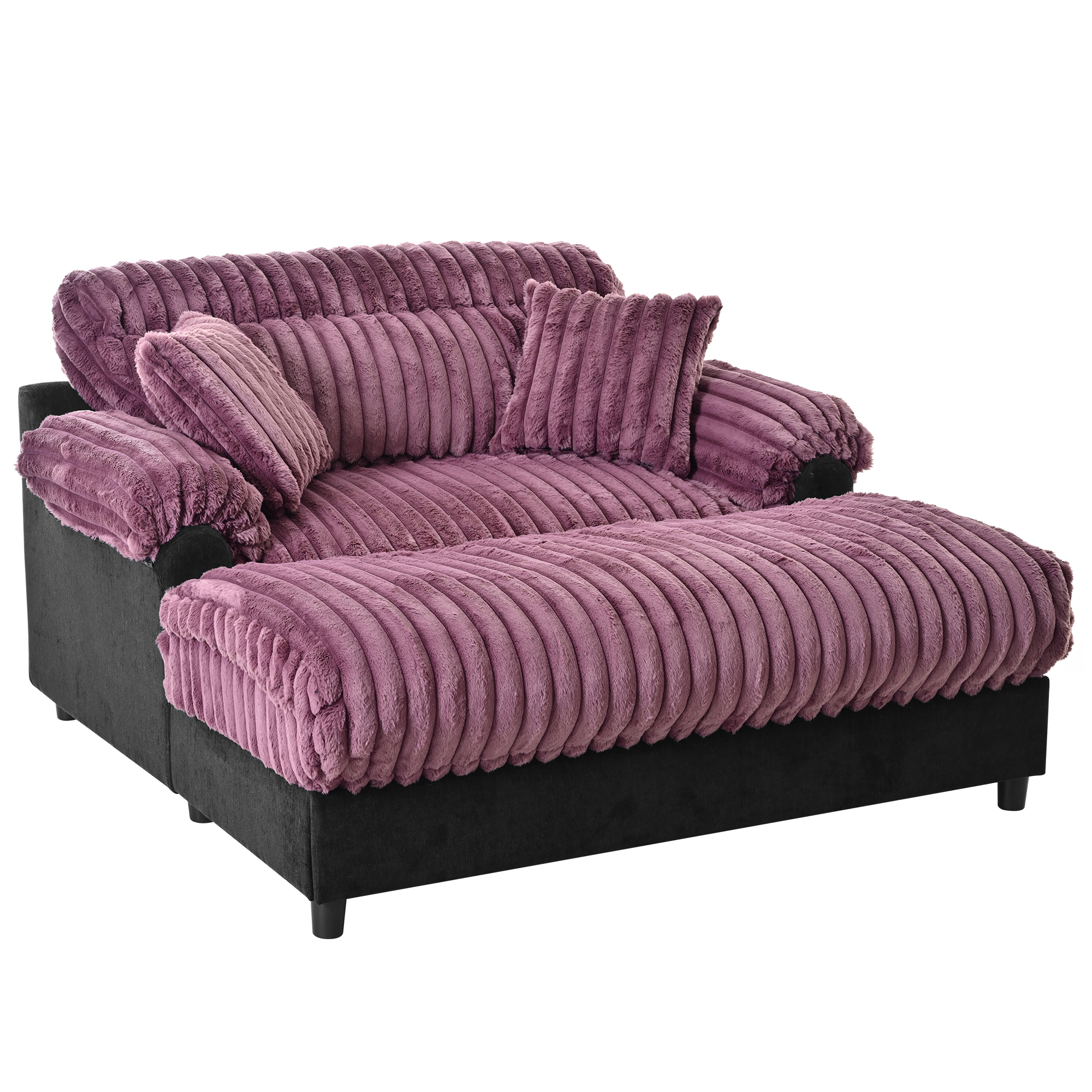 Euroco Modern Chaise Lounge Sofa 65.25" Cloud Chaise Sofa Cozy Plush Sofa Couch with Two Throw Pillows for Living Room, Wine