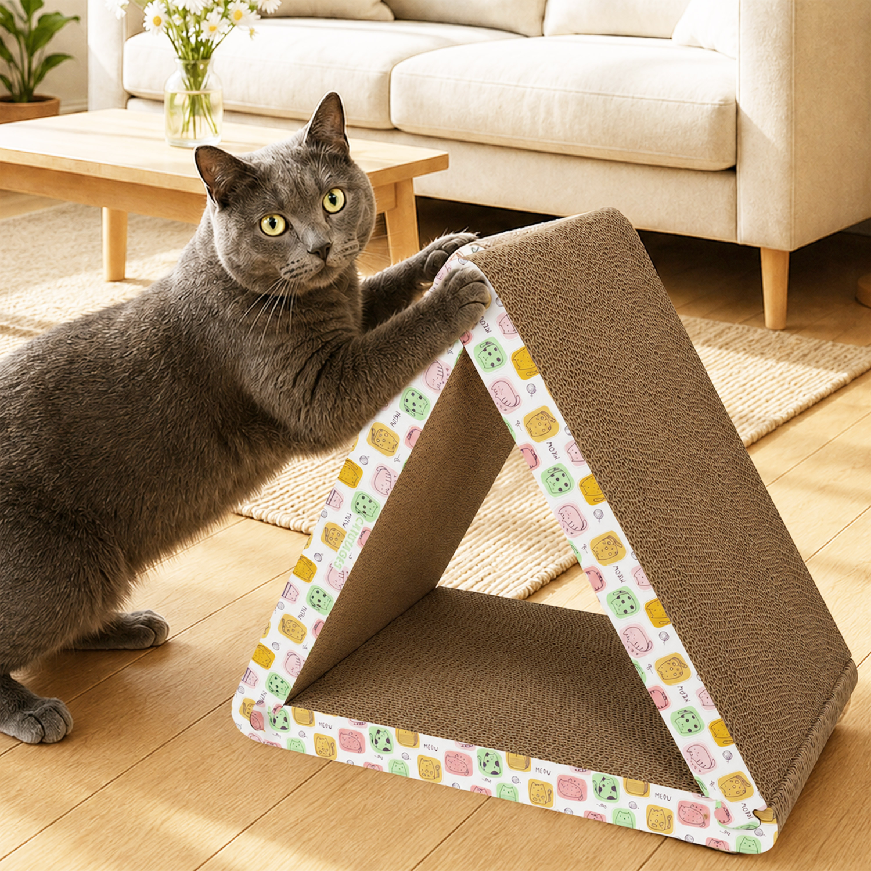 Catstages Seek & Scratch Triangle Cat Scratcher photo 6