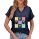 thumbnail image 5 of Corto para las Mujeres Casual Verano 2025 Pascua Impresión V-Cuello Camiseta, Ligero 95% Poliéster 5% Spandex Top para Toda la Temporada Hogar Y Diario, 5 of 7