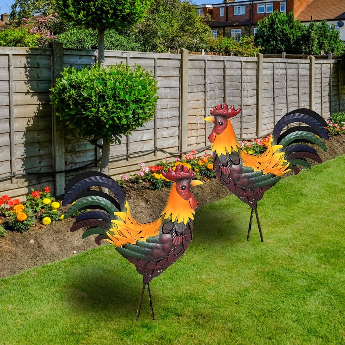Clearance TOFOTL Simulation Rooster Model Garden Decoration Garden Animal Sculpture Iron Rooster Standing Model Outdoor 21in