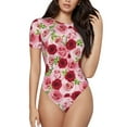 thumbnail image 1 of Fotbe Rose Flowers Body de Mujer con Cuello Redondo y Mangas Cortas, Sin Mangas Ajustado, Suave, Cómodo y Básico-X-Large, 1 of 7