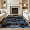 thumbnail image 3 of Abstract Area Rug Washable Rugs For Living Room Bedroom Modern Navy Blue And Gold Non-Slip Soft Floor Large Carpet For Office Entryway Bathroom 5x6ft, 3 of 6