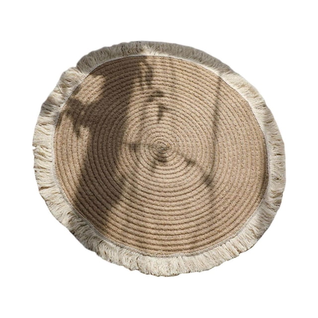 Soft Jute Area Rug Braided Area Rug Jute Rug Tassel Design for Study Throw Rug Floor Mat 80cm