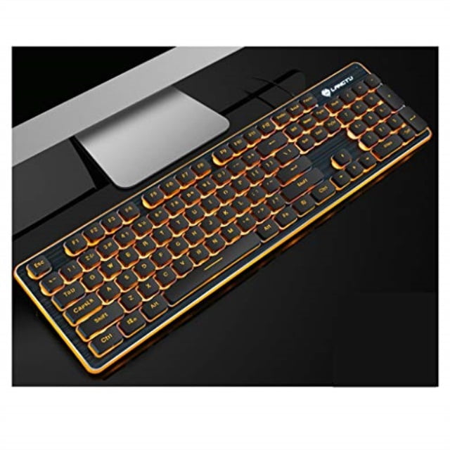 HourenJP Multimedia Optical Keyboard,Ergonomic USB Wired Mechanical Feel Gamer Rainbow Backlit Keyboard,Spill-Resistant Foldable Stands for PC Laptop//Computer