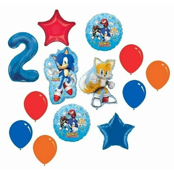 Sonic the Hedgehog and Miles Tails Prower 2nd Birthday Party Supplies 13 Piece Set