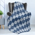 thumbnail image 4 of Navy Blue Soft Flannel Fleece Throw Blanket, Oriental Pattern in Patchwork Horizontal Design Eastern, Cozy Plush for Indoor and Outdoor Use, 50" x 60", Pale Blue Dark Blue, by Ambesonne, 4 of 5