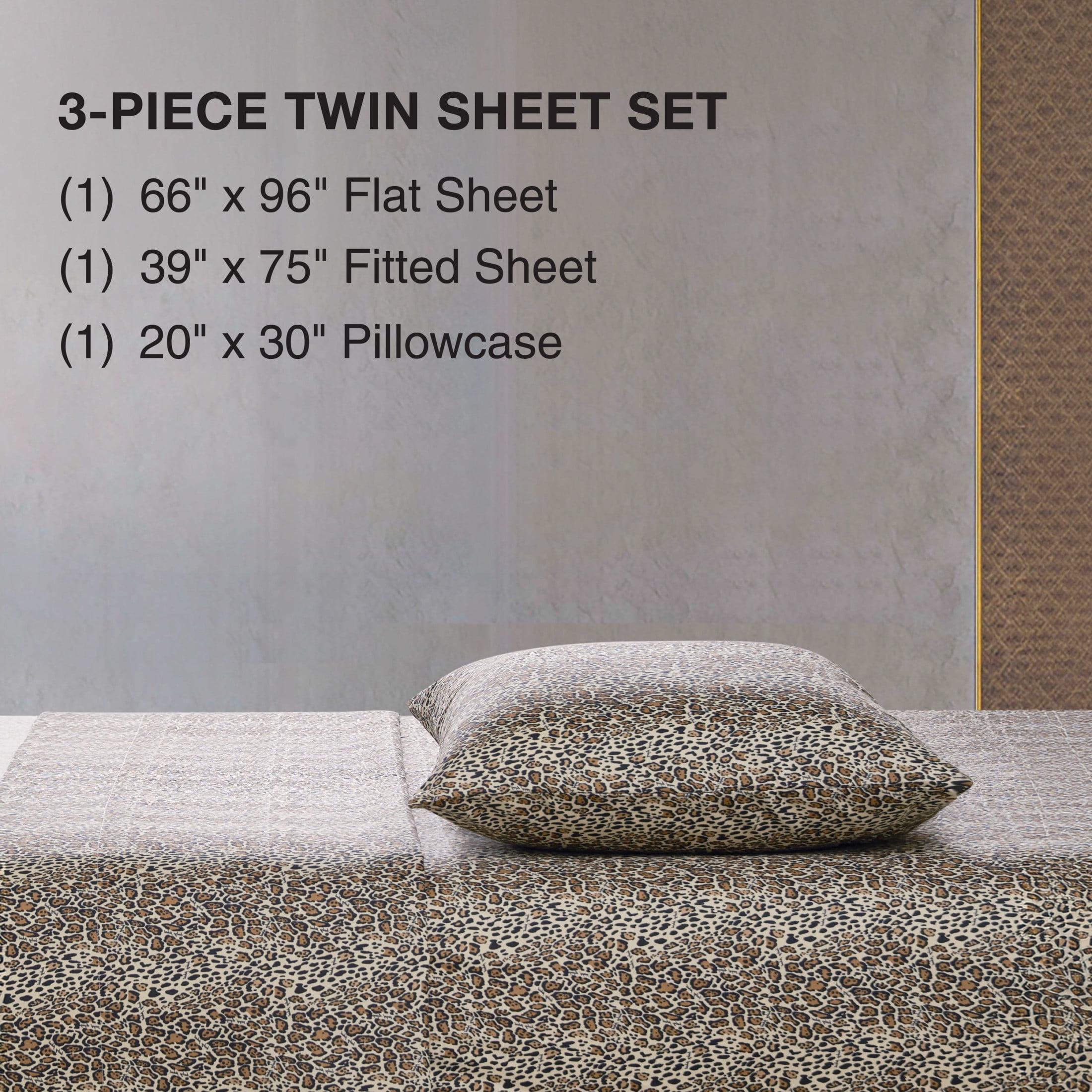 Baby Phat Printed Microfiber Sheet Sets, 3-Piece Twin, Brown